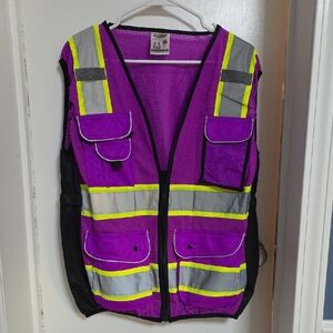 High-Visibility Reflective Vest - Purple and Yellow